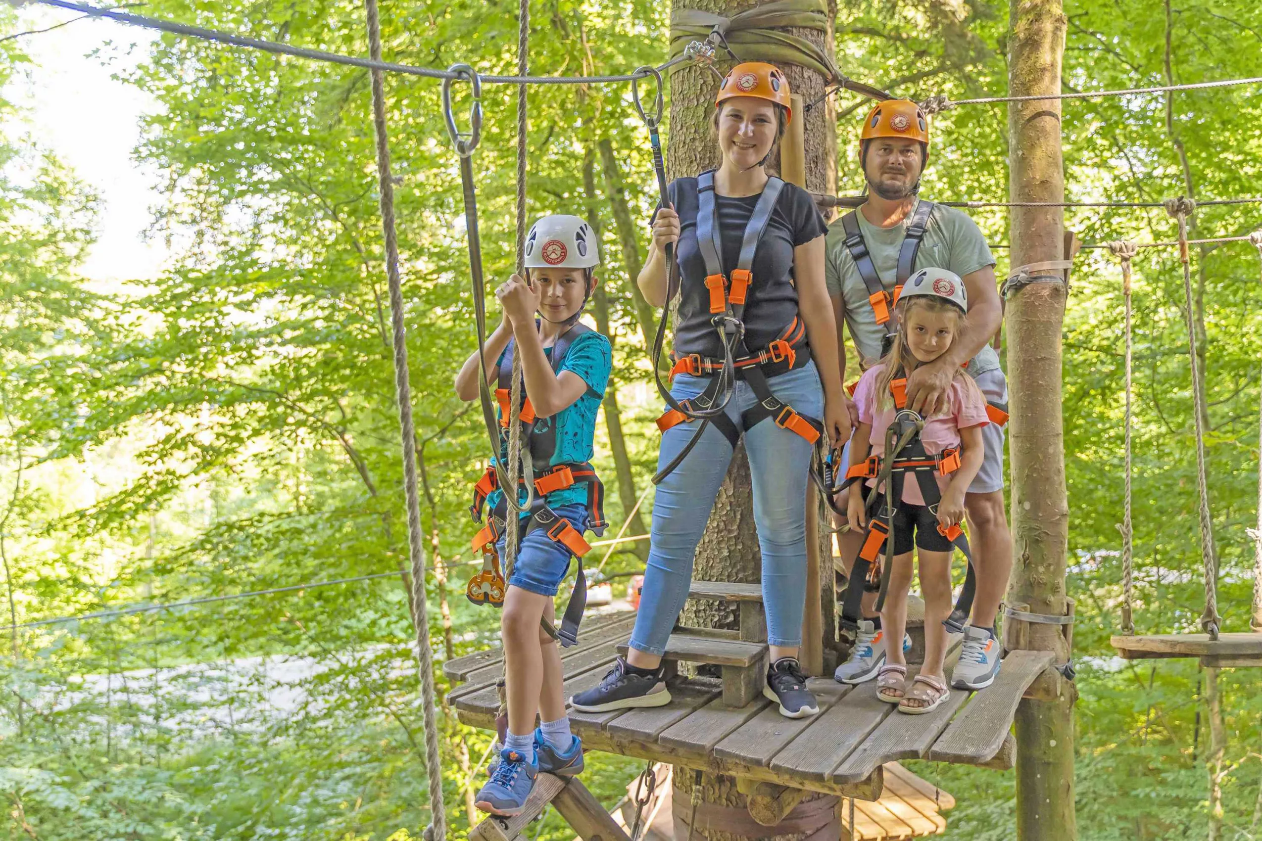 Hochseilgarten in den Bäumen Ausflug für Abenteuerlustige