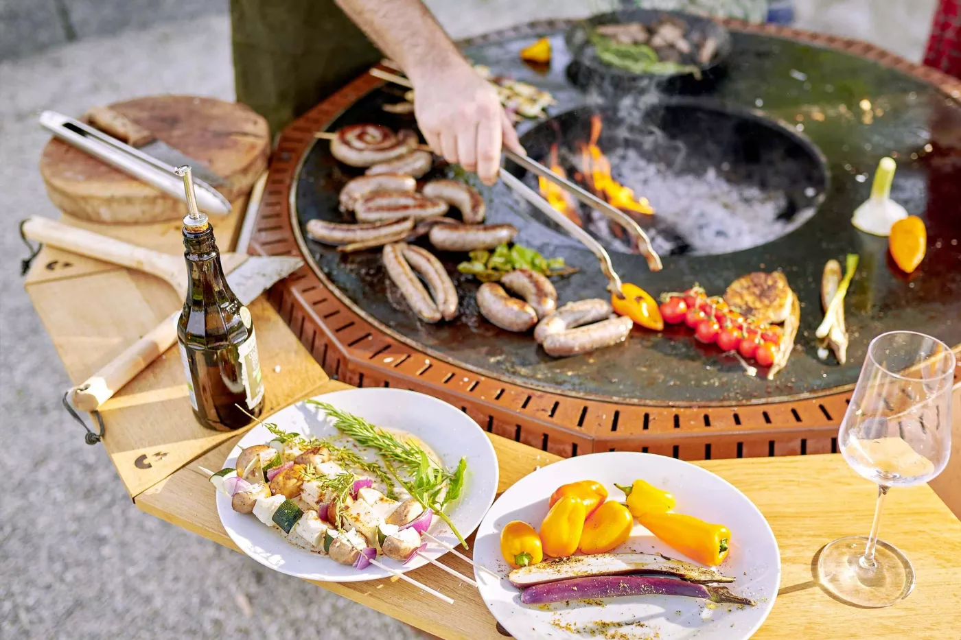 Grillgenuss mit Qualitätsprodukten Fleisch Wurst Gemüse aus der Region Chiemsee zum Grillen im Garten